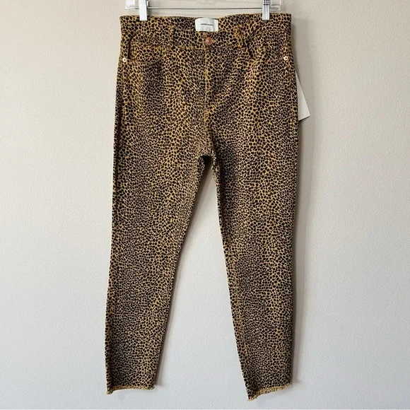 Current/Elliott NWT The High Waist Stiletto Straight Jeans Spotted Leopard Sz 29 - Picture 3 of 10